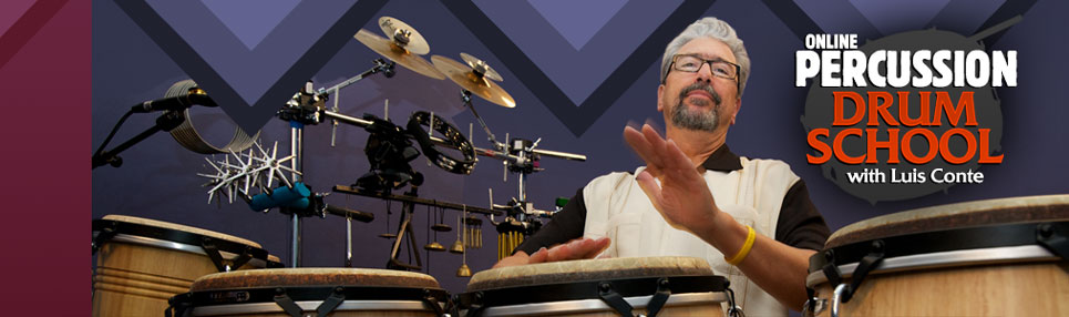 Get free online percussion lessons from Luis Conte
